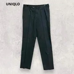 ユニクロ スラックス パンツ M相当 黒 ストレッチ 無地 センタープレス