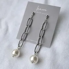 #369-2 スワロフスキーパール10ミリ　チェーンピアス／イヤリング変更可能