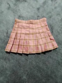ピンク チェック柄 プリーツスカート インパン付き
