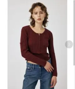MOUSSY ZIP UP RIB カーディガン & タンクトップ