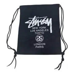 STUSSY ブラック ドローストリングバッグ