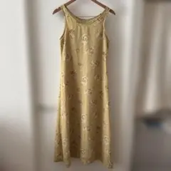 古着レトロ花柄イエローキャミワンピース