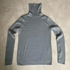 リブニット　タートル　水色　ライトブルー