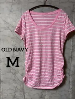 OLD NAVY ピンクストライプ Tシャツ M 海外古着 夏 ボーダー