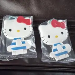 ハローキティ ストライプ柄キーホルダー 2個セット