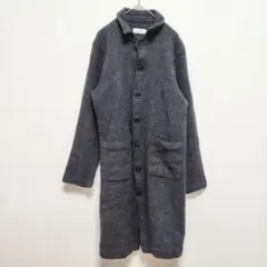 【リネン】 ロングコート 毛100% カジュアル 日本製グレー S〜M アウター