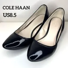 【美品】COLE HAAN ポインテッドトゥ ウェッジソール エナメル レザー