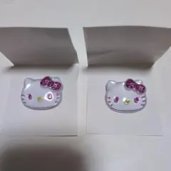 ハローキティ ぷっくりったいバッジ ヒョウ柄ピンク ２個セット