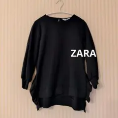 【ZARA BASIC 】☆7分袖 ネイビー・裾デザインブラウス