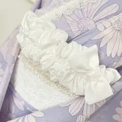 成人式振袖　白フリルリボン帯揚げ可愛い　定番卒業式袴　浴衣着物　帯飾り　七五三