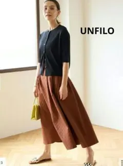 UNFILO【洗える】エンボスフレアスカート★Ｌのサムネイル