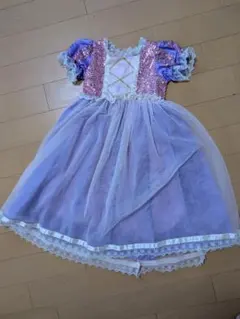 ラプンツェル風スパンコールドレスと手袋セット