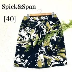 ✨美品✨Spick&Span膝丈スカート[40] ネイビー系　花柄　裏地付きのサムネイル