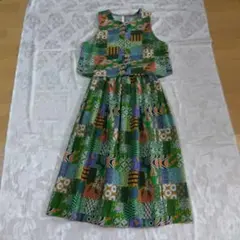 PRADA プラダアートプリントワンピース 青タグ ストレッチフレンチ