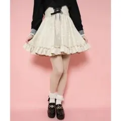 ROJITA コルセット風総レーススカート ベージュ