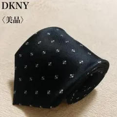 【美品】ディーケーエヌワイ ネクタイ ドット柄 シルク 日本製 黒 4-70