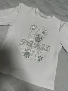 クマモチーフ ホワイト半袖Tシャツ