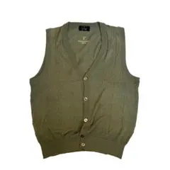 90s TRUSSARDI アクリル レーヨン ゴルフ ベスト 鶯色 52 古着のサムネイル