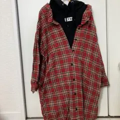 LOVETOXIC 赤と黒のチェックワンピース　150 フード