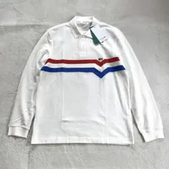 未使用✨ラコステ フランス製 切り替えラインコットン長袖ポロシャツ ホワイトXL