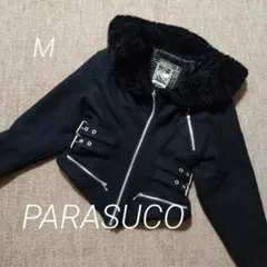 PARASUCO アウター ジャケット M ブラック ボア襟 ベルトデザイン