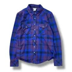 Levi's リーバイス チェック ネル シャツ 長袖 古着 青系 レディース