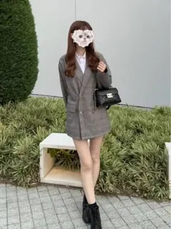 GRL グレイル グレンチェック柄ダブルボタンテーラードジャケット fo2250