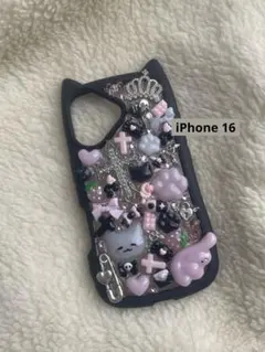 【現品】 iPhone16 ケースデコ デコ電 量産系 地雷系 ピンク ねこ