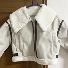 【14】ホワイトショートジャケット ボア襟付き