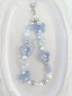 【再販③】ブルー〰︎︎ビーズストラップ 約17cm C20