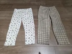 女の子　裏起毛　長ズボン　ロングパンツ 2枚セット 100cm