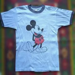 ミッキーマウス 80s usa製 オフィシャルリンガーTシャツS