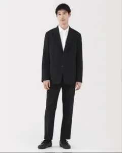 極美品 無印良品 MUJI セットアップ ストレッチ ジャケット ブラック　L
