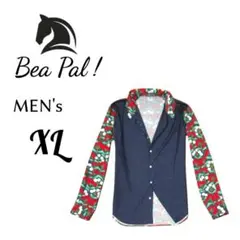 Bea Pal ! 高級オーダーメイド 長袖シャツ NAVY×チェリー柄
