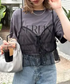 DISCOAT ディスコート　 チュールレイヤードキャミソール　ブラック