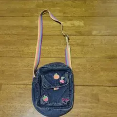 gap デニムショルダーバッグ フルーツ刺繍