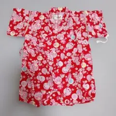 くろわっさんすべべ ベビー甚平 80サイズ 赤　ロンパース