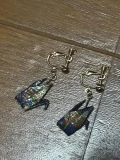 和紙 折り鶴 イヤリング