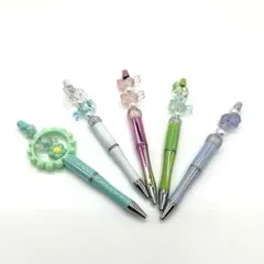 カラフル装飾付きボールペン5本セット