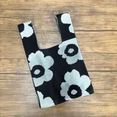 ニットバック　花柄　マルシェバック