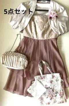 ドレス+ボレロ コサージュ バッグ2種 ハンカチ　5点セット