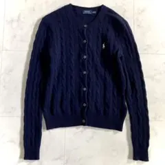 상태좋음 ポロラルフローレン ケーブルクルーネックカーディガン ウールカシミヤ S