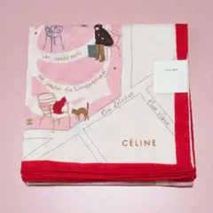 新品CELINE セリーヌ 大判ハンカチ ピンクのサムネイル