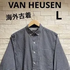 海外古着　VAN HEUSEN 長袖シャツ　長袖　薄手シャツ　サイズL