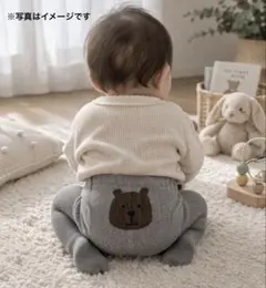 【Baby Gap】【0ヶ月-12ヶ月】クマデザイン グレー ベビータイツ