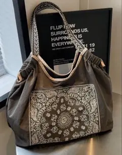 大容量　秋冬　スヌーピー　花柄　刺繍　エコバッグ　トートバッグ