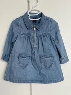 【美品】Baby GAP デニムブルーワンピース ハートポケット 12-18ヶ月