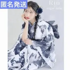 完売品】Riu × suger ノーブルネイビー百合浴衣 帯セット Rちゃん