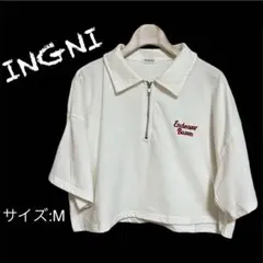 INGNI ハーフZIP胸刺繍ロゴ半袖T イング トップス カットソー