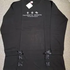 Mezzo piano-jr裾レースアップ刺繍&フォトプリント入りチュニック